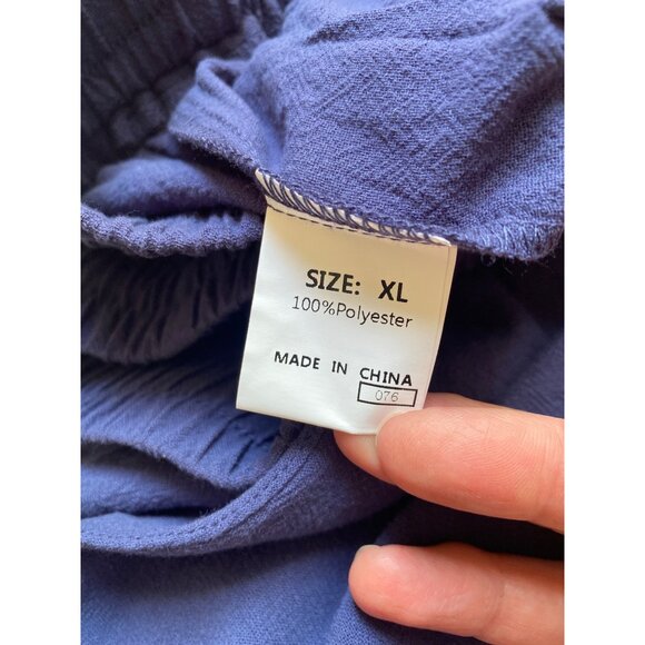 Navy Blue Polyester Casual Pants With Elastic Waist & Drawstring Size XL - Picture 4 of 5